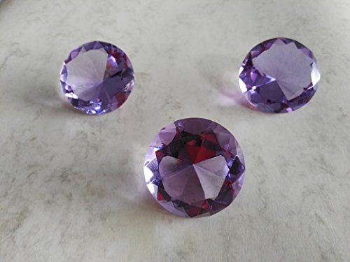 3 x Dekokristalle Dekorationselement Glas-Deko-Kristall D5cm Farbe Dekostein Briefbescherer Tischdekoration (lila) von Dapo