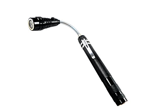 3 x LED-Taschenlampen mit Teleskop mit Magnet und Flexkopf 3 LED 12lm Inspektionslampe Lampe (Schwarz) von Dapo