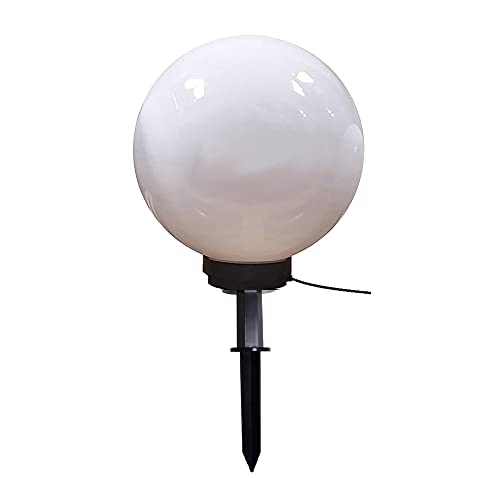 Kugel-Außen-Leuchte MARLON D:40cm weiß Erdspieß E27x1, IP44 Dekorationslampe Außengelände Rasen-Wegeleuchte von Dapo