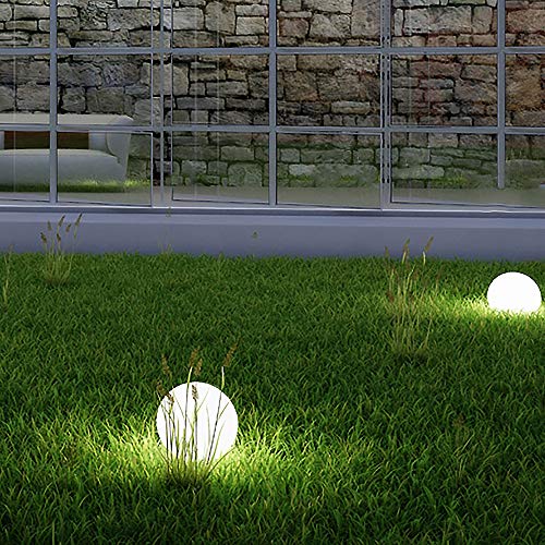 2x LED-Solar-Garten-Außen-Kugel-Leuchte OLA D: 15cm Gartenkugel mit Erdspieß IP44 Boden-Balkon-Treppen-Terrassen-Rasen-Leuchte-Lampe(D: 15 + 15cm) von Dapo