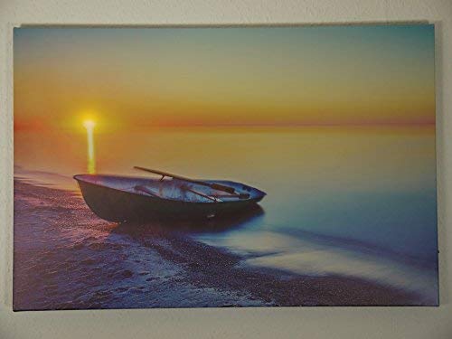 Dapo® LED-Wand-Leinwand-Bild-Leuchte-Lampe 60x40cm Stimmungs-Dekorations-indirekte-Leuchte-Lampe-Beleuchtung Batteriebetrieben, Ein/Aus-Schalter (Strand Boot) von Dapo