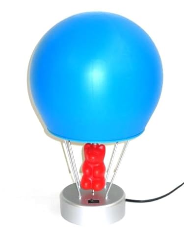 Dapo 12V-Halogen-Tisch-Leucht-Lampe Heißluftballon und drehender Bär EMPOR blau Dekorations-Kinder-Nachttisch-Fensterbank-Stimmungs-Leucht-Lampe von Dapo