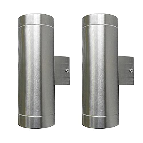 Dapo 2x hochwertige Edelstahl-Außen-Wand-Leuchte-Lampe BERGEN up & down IP44 inklusive Leuchtmittel Wandbeleuchtung von Dapo