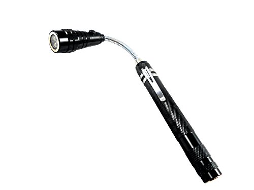 Dapo 3 x LED-Taschenlampen mit Teleskop mit Magnet und Flexkopf 3 LED 12lm Inspektionslampe Lampe (Schwarz) von Dapo