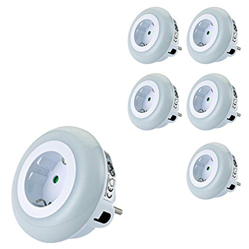 Dapo 6 x LED-Nachtlicht-Steckdosenleuchte-Wandleuchte-Lampe Orientierungslicht LED-Licht mit Dämmerungssensor + Steckdose Stimmungslicht (6 x Stück) von Dapo