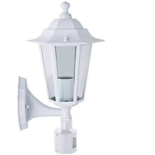 Dapo Aluminium-Druckguß-Außen-Wand-Leuchte-Lampe KINGSTON weiß mit Bewegunsmelder IP44 Treppenhaus-Eingangs-Mauer-Leuchte-Lampe von Dapo