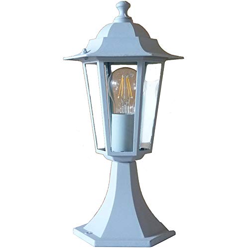 Dapo Aussen-Garten-Sockel-Leuchte-Lampe KINGSTON weiß IP44 Aluminium Druckguss Mauer-Terrasse-Balkon-Treppen-Leuchte-Lampe von Dapo