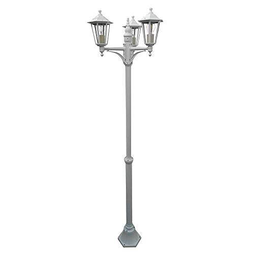 Dapo Außen-Garten-Steh-Wege-Leuchte KINGSTON XXL 3 flammig E27 weiß IP44 Aluminium Druckguss Lampe von Dapo