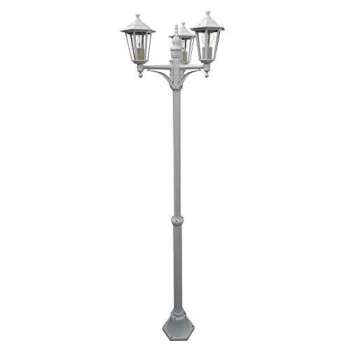 Außen-Garten-Steh-Wege-Leuchte Kingston XXL 3 flammig E27 weiß IP44 Aluminium Druckguss Lampe von Dapo