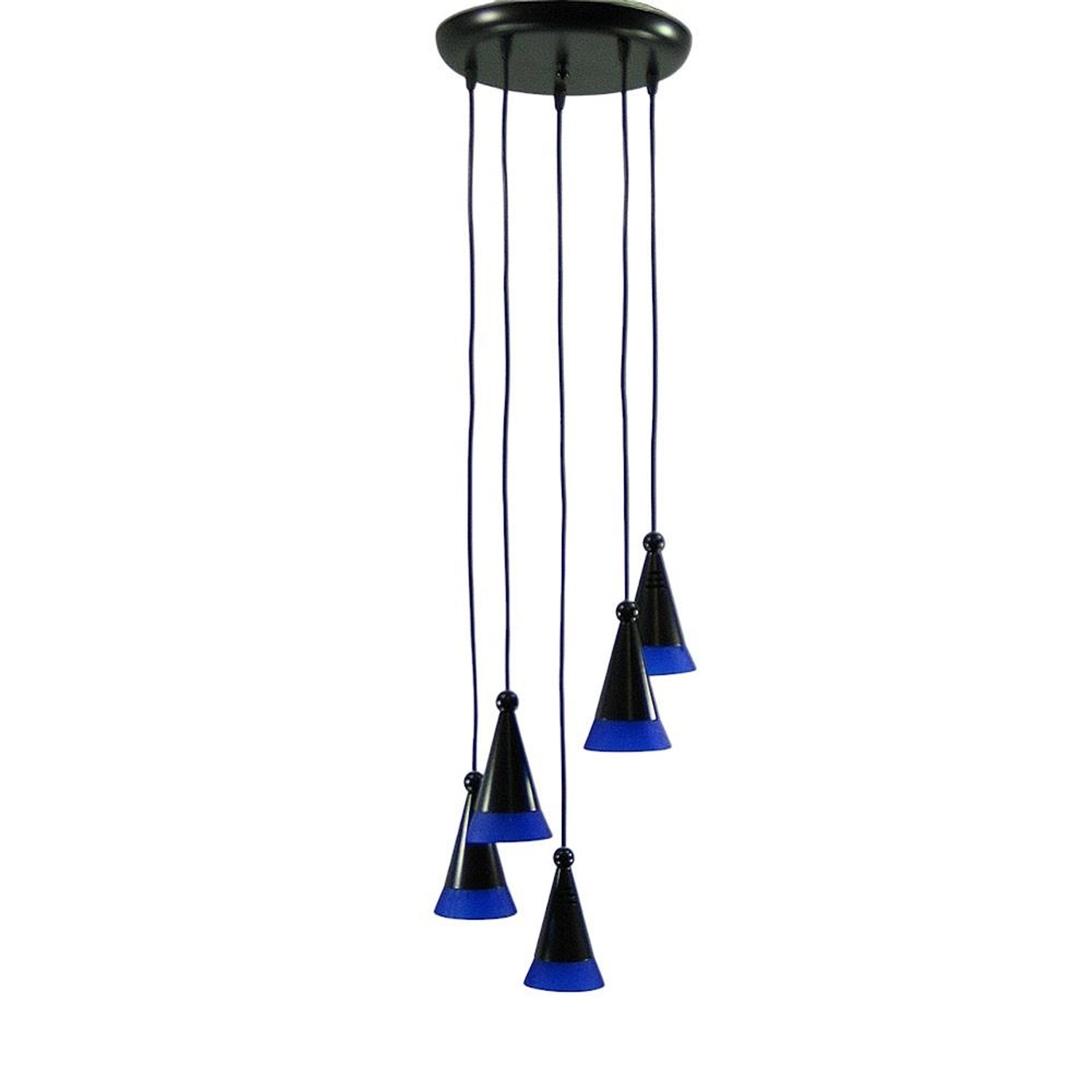 Dapo Decken Pendelleuchte Fino 5-Flammig E14 Metall Schwarz Glas Blau IP20 Dapo Decken Pendelleuchte Fino 5-Flammig E14 Metall Schwarz Glas Blau IP20 von Dapo
