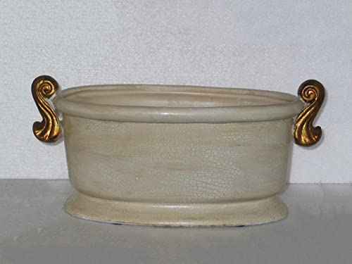 Dapo Deko-Keramik-Schale Antik-Look einzeln Übertopf Blumen-Pflanzen-Deko-Topf Geschenk (Klein) von Dapo