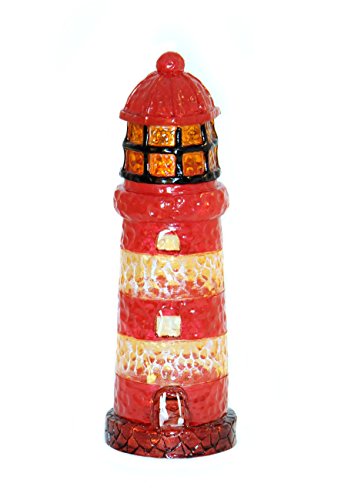 Dapo Dekorations-Leuchte-Lampe Leuchturm rot, H: 36cm, Fiberglas-Tisch-Nachttisch-Boden-Kinder-Party-Disco-Geburtstags-Leuchte-Lampe von Dapo