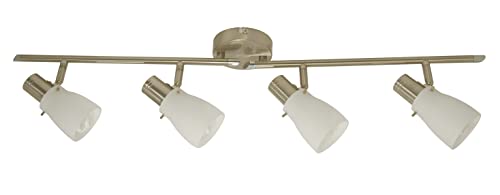 Dapo Glas-Decken-Spot-Strahler-Leuchte-Lampe EIKO 4 flammig mit Opalglas inklusive Energiespar Leuchtmittel Miniglobe 4 x E14 max. à 7W von Dapo