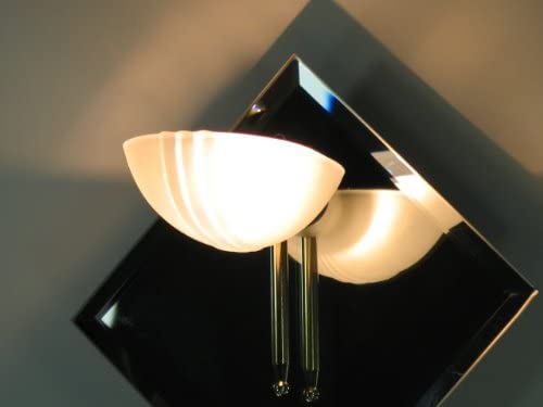 Dapo Halogen-Spiegel-Bad-Wand-Leuchte-Lampe Quadrat 15 x 15 cm, Spiegel-Grundplatte Glas-Schale satiniert, inkl. GY6,35 Halogen Leuchtmittel 50W, Gang-Schminktisch-Leuchte-Lampe von Dapo
