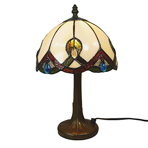 Dapo Hochwertige Echtglas Tiffany-Stil Tischleuchte Chantal klein H:40cm, D: 20,5cm Nachttisch-Wohnzimmer-Lampe von Dapo