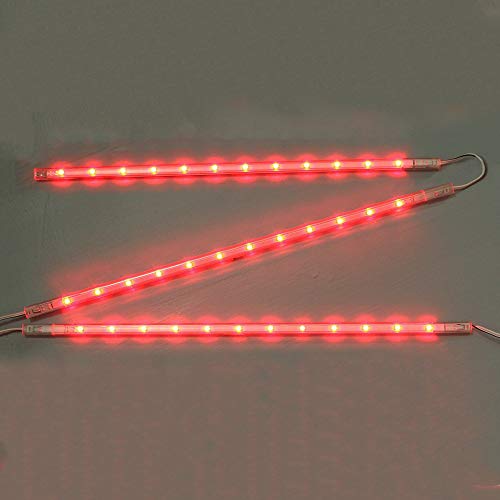 Dapo LED-Lichtleiste 3 x 30cm mit je 12 LEDs je 12 LEDs -0,8 W, Küchen-Regal-Unterbau-Wand-Schrank-Möbel-Schaufenster-Licht-Stab-Stick-Leuchte-Lampe (Rot) von Dapo
