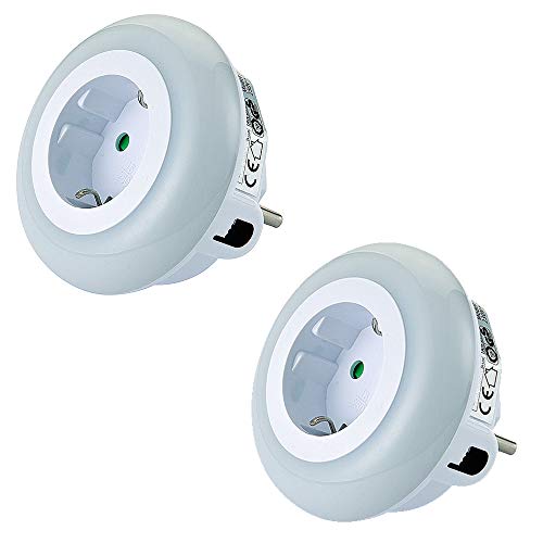 Dapo LED Nachtlicht-Steckdosen-Adapter Orientierungslicht LED-Licht mit Dämmerungssensor und Steckdose Wandleuchte Wandlampe Stimmungslicht (2 x Stück) von Dapo