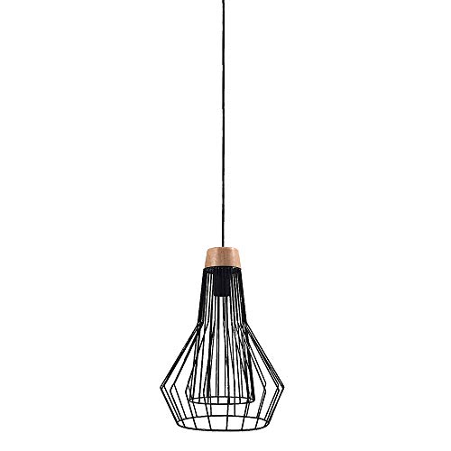 Dapo LED Pendel-Deckenleuchte MUNA, Metall und Holz, schwarz. Fassung E27, Hängelampe Wohnraumleuchte, Bar, Flur, Küche (Muna) von Dapo