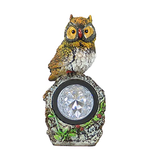 Dapo LED-Solar-Außen-Garten-Leuchte-Lampe EULE auf Baumstamm, IP44, Maße: 17 x 8 x 9 cm, inklusive LED-Leuchtmittel x 1, Mauer-Balkon-Terrassen-Treppen-Wege-Leuchte-Lampe von Dapo