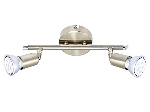 Dapo LED-Strahler-Spot LINOS nickel Decken-Wand-Spot-Leuchte-Lampe-Balke (2-flammig) 7 Watt 650lm 3000K von Dapo