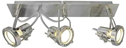 Dapo LED-Wandleuchte-Spot JET-LINE nickel, inklusive LED-Leuchtmittel GU10 3x 7W, Deckenplatte D: 42x8cm Decken-Flur-Schaufenster-Büro-Arbeitsraum-Wohnraum-Strahler-Spot-Lampe (3-flammig) von Dapo