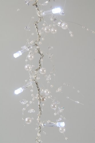 Dapo LED-Weihnachts-Advents-Lichterkette Perlengirlande 20-flammig, kaltweiß, batteriebetrieben für den Innenbereich, Party-Tisch-Fenster-Hänge-Schrank-Baum-Dekorations-Leuchte-LampeLeuchte-Lampe von Dapo