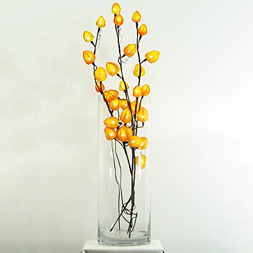 Dapo Lichterzweige Lampion mit 30 LEDs a´0,06Watt in den Blüten, 3 x Lichter-Zweigen für innen Dekoleuchte Dekobeleuchtung Dekoration Leuchte-Lampe von Dapo