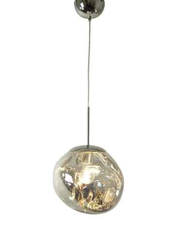 Dapo Moderne Decken-Pendel-Leuchte-Lampe ZYKLON Acrylglas 24x26,5cm, Fassung 1xE27 Hänge-Wohnraum-Leuchte-Lampe (Chromfarbig) von Dapo