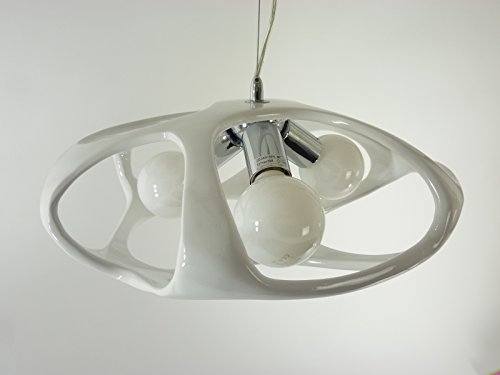 Dapo Pendel-Deckenleuchte Nitro weiß Hängeleuchte Ufo Form Decken-Pendel-Esszimmer-Arbeits-Lampe von Dapo