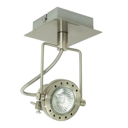 Dapo Wandleuchte-Spot JET-LINE 1-flammig nickel GU10 max. 35W ohne Leuchtmittel Deckenplatte10x10 cm Decken-Schaufenster-Büro-Arbeitsraum-Wohnraum-Strahler-Spot-Lampe von Dapo