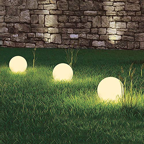 3x LED-Solar-Garten-Außen-Kugel-Leuchte MARLA D: 25cm mit Erdspieß Kunststoff Weiß Balkon-Terrassen-Camping-Dekorations-Party-Leuchte-Lampe (3 x 25 cm) von Dapo