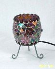 Handgearbeitete Glas Mosaik-Tischleuchte Halbkugel lila-bunt Dekoleuchte Tischlampe von Dapo