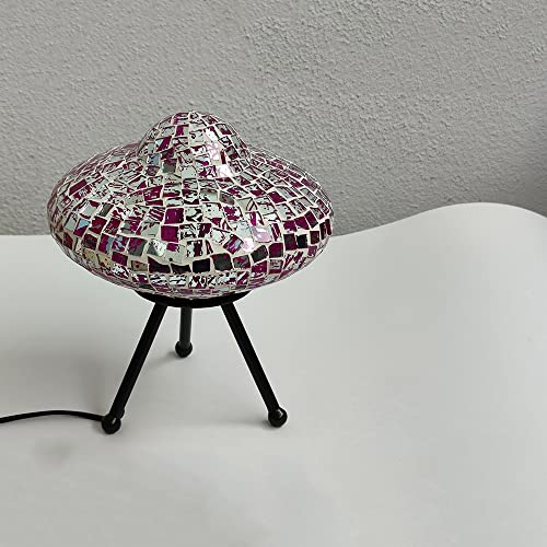 Handgearbeitete Glas Mosaik-Tischleuchte "Ufo" lila Dekoleuchte Dekolampe von Dapo