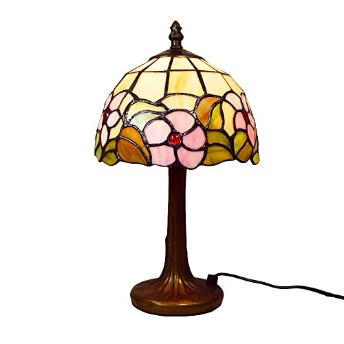 Hochwertige Echtglas Tiffany-Stil Tischleuchte Carolin H:30,5cm D:17cm 1xE14 Tischlampe Glas-Nachttisch-Wohnzimmer-Deko-Leuchte von Dapo