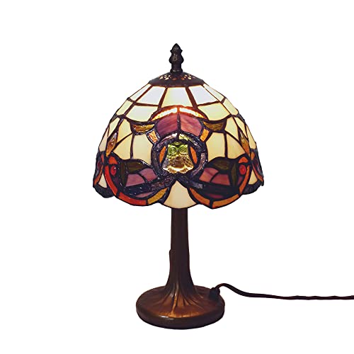 Hochwertige Echtglas Tiffany Tisch-Leuchte-Lampe Cosima S, E14 x1 max. 40W, H: 40cm Schirm D: 20cm, Fuß D: 11cm, Nachttisch-Fensterbank-Fernseh-Kommode-Leuchte-Lampe von Dapo