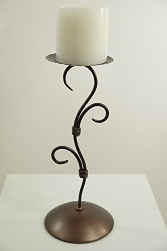 Kerzenleuchter aus Metall Farbe braun Kerze weiß Kerzenhalter Tischdekoration Standleuchter Kerzenständer (Höhe 28cm) von Dapo