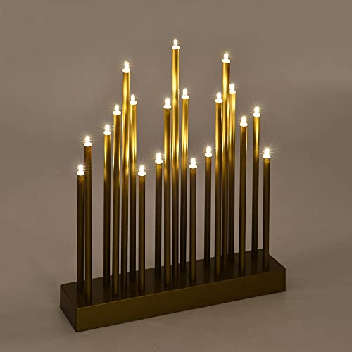 Dapo Klassische LED Stimmungsleuchte 19 flammig batteriebetrieben Lichterbogen H: 28cm Weihnachts-Deko-Lampe Fensterbeleuchtung (Altmessing-Spitze) von Dapo