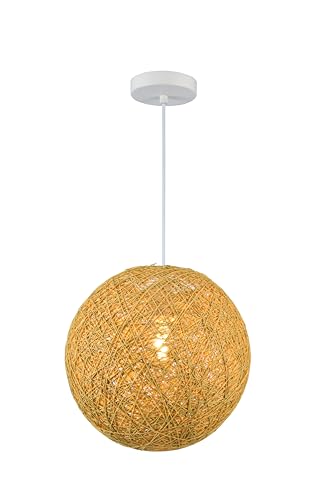 Kugel-Pendel-Hänge-Leuchte UNO 1 flammig Farbe ockergelb D: 39cm Material Bast Fassung E27 Decken-Wohn-Schlafzimmer-Lampe Kugel-Pendel-Hänge-Leuchte UNO 1 flammig Farbe ockergelb D: 39cm Material Bast Fassung E27 Decken-Wohn-Schlafzimmer-Lampe von Dapo