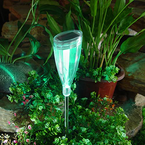 3er Set LED-Außen-Solar-Gartenleuchte Stick Spieß TULPE, Edelstahl, Kunststoff Schirm, H: 45cm (mit Spieß), Kopf 5,7x6 cm, je 2 LEDs 1 x Farbwechsler 1 x weißes Dauerlicht, Wege-Leuchte Dekoration von Dapo