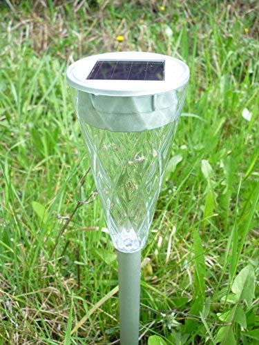 LED-Solar-Außen-Garten-Leuchte-Lampe SANDRA mit Erdspieß, IP44, Kunststoff-Glas H: ca.40 cm, D: 6,5 cm, An-/Aus Schalter, Wege-Blumentopf-Party-Dekorations-Leuchte-Lampe von Dapo