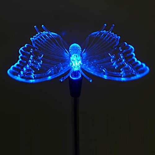 LED-Solar-Außen-Garten-Wege-Leuchte-Lampe SCHMETTERLING, H: 80 cm, Schmetterling aus Kunststoff 8,5x 9 cm, farbwechselnd, Metall Stange, IP44 von Dapo