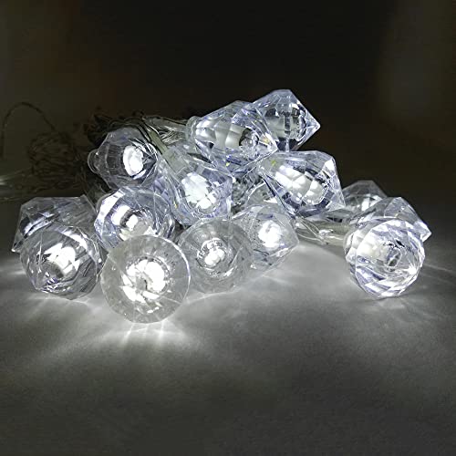 LED-Solar-Garten-Lichterkette DIAMANT 24 weisse LEDs, Weihnachts-Tisch-Fenster-Kommode-Baum-Blumentopf-Party-Balkon-Leuchte-Lampen von Dapo