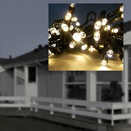 LED-Solar-Party-Weihnachts-Lichterkette 48 flammig, Lichtfarbe warmweiß, inklusive 2x Batterien, Garten-Baum-Tisch-Fenster-Kommode-Dekorations-Leuchte-Lampe von Dapo
