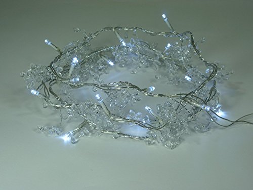 LED-Stimmungs-Weihnachts-Dekorations-Girlande-Leuchte-Lampe PAILETTEN FLOWER Batteriebetrieben 20 flammig kaltweiß Fenster-Baum-Party-Hänge-Leuchte-Lampe-Lichterkette von Dapo