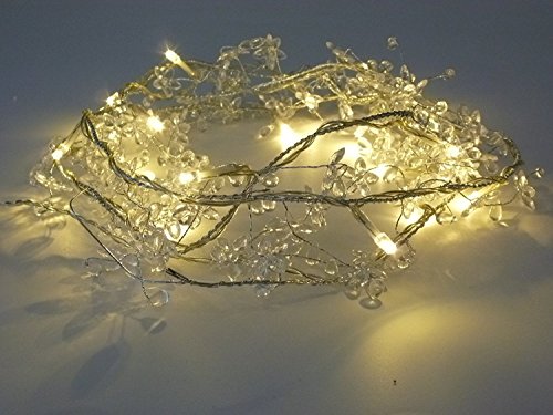 LED-Stimmungs-Weihnachts-Dekorations-Girlande-Leuchte-Lampe PAILETTEN FLOWER Batteriebetrieben 20 flammig warmweiß Fenster-Baum-Party-Hänge-Leuchte-Lampe-Lichterkette von Dapo