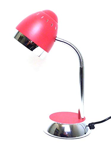 LED-Tisch-Schreibtisch-Leuchte-Lampe TOM, verstellbar, Chrom/rosa, H: 36cm, Fuß D:12,5cm, Kopf D: 9,8cm, L:11cm, inklusive LED E14 1x 2,8W, Nachttisch-Lese-Kinder-Leuchte-Lampe (rosa) von Dapo