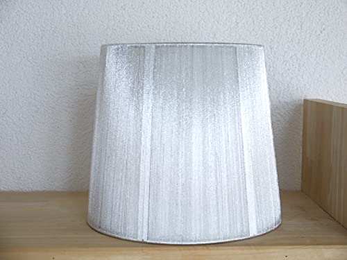 Lampenschirm aus Kunststoff und Seidenfäden Farbe Silber Ersatzschirm für Steh-Tisch-Leuchte (H:30cm D: 34,5cm) von Dapo