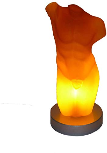 Mundgeblasene Vollglas Tisch-Leuchte-Lampe Hero Amber, H: 36 cm, Fuß D: 16 cm, Fenster-Kommode-Nachttisch-Schrank-Stimmungs-Dekorations-Leuchte von Dapo