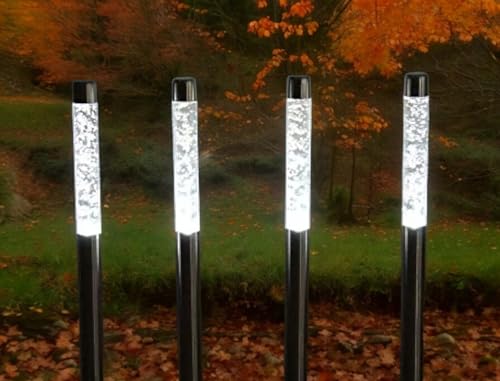 Dapo 4x Aussen-Solar-Garten-Leucht-Lampe BUBBLE, H:34,5cm, Erdspiess 12cm, Solar-Wege-Blumentopf-Blumenbeet-Rasen-Leuchte-Lampe-Stick (kaltweiß) von Dapo