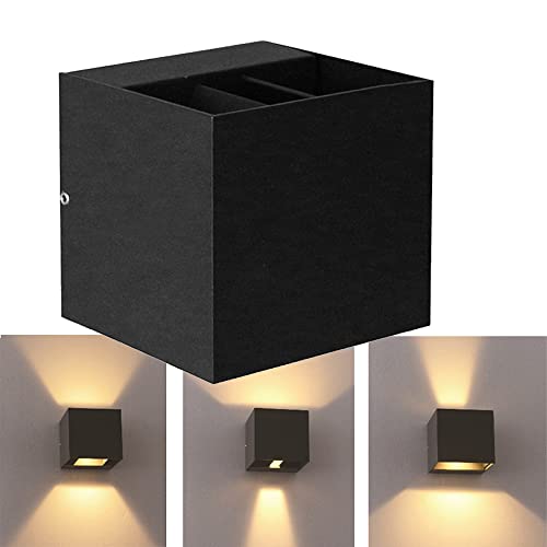 Sonderangebot LED-Außen-Wand-Leuchte Up- & Down, Lichtkegel einstellbar, Alu-Druckguss schwarz B 9,8x9,3x9,1cm, 6Watt Eingangs-Balkon-Terrasse-Lampe (Lima) von Dapo